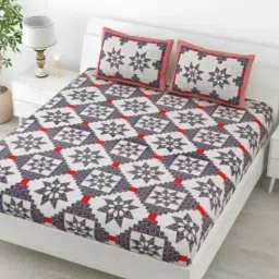 Living Roots Printed Blue 240 TC Cotton Bedsheet with 2 Pillow Covers-picture-11