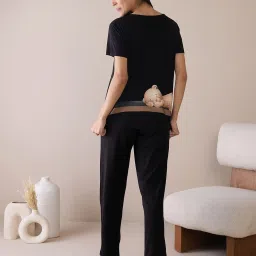 Sweet Dreams Black Plain Pyjama Set image 2