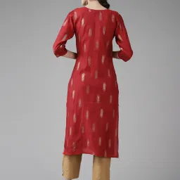 Aarika Red Cotton Embroidered Straight Kurta image 2