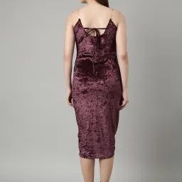 showoffff SHOWOFF Wine Regular Fit Bodycon Dress image 2