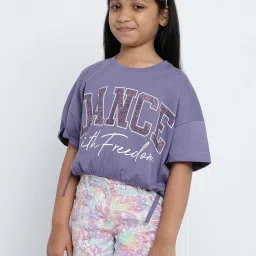 METTLE Kids Purple Printed Crop Top image 4