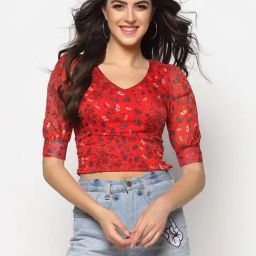 Sera Red Printed Crop Top-picture-41
