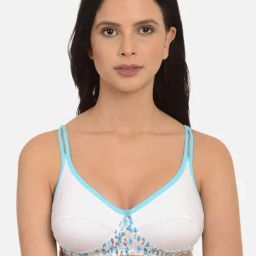 Mod & Shy Blue & White Non Wired Non Padded Full Coverage Bra-picture-5