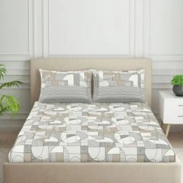 Spaces beige 100% cotton serene double bedsheets-picture-3