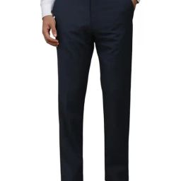 Louis Philippe Navy Slim Fit Solid Trousers-picture-26