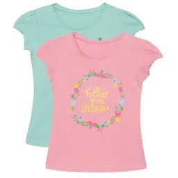 Plum Tree Kids Rose Pink & Aqua Printed T-Shirt (Pack Of 2)-picture-23
