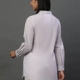 Aurelia Purple Cotton Striped Shirt image 2