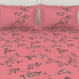 SPACES Lattice Crystal Rose Cotton 144 TC Large King Size Bedsheet With Pillow Covers image 4