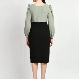 Exude Green & Black Plain Shift Dress image 2