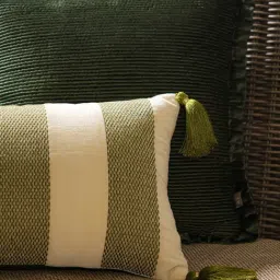 Pure Home and Living Olive Cotton Stripe Cushion Cover image 2