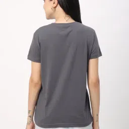 R&B Grey Cotton Graphic Print Regular Fit T-Shirt image 2