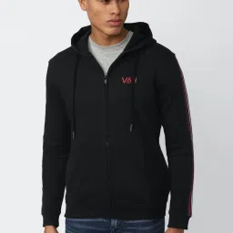 Van Heusen Sport Black Regular Fit Striped Hooded Sweatshirt image 1