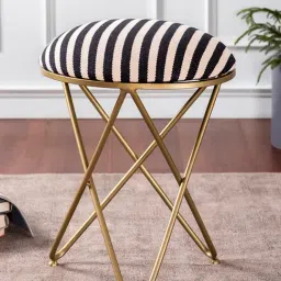 Nestroots Printed Black & White Cotton Foot Stool Ottoman-image-17