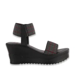 Catwalk Women's Black Ankle Strap Wedges image 2