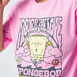 COLOR CAPITAL Pink Relaxed Fit Graphic Print Cotton Oversized Crew T-Shirt image 4