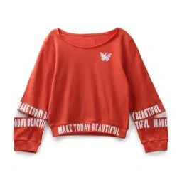 Under Fourteen Only Kids Orange Printed Full Sleeves Sweatshirt-image-56