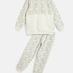 lil tomatoes Li'l Tomatoes Kids Ecru Cotton Camouflage Track Suits image 1