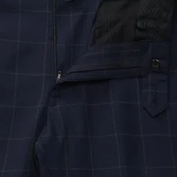 Van Heusen Navy Slim Fit Checks Trousers image 4