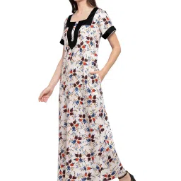 PATRORNA Cream Floral Print Nighty image 4
