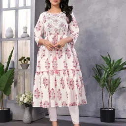 Rangita White Cotton Embroidered 3/4th sleeve Kurta-image-29