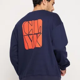 Club York Navy Blue Regular Fit Printed Sweatshirt image 2