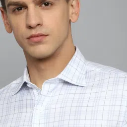 Louis Philippe Permapress Blue Cotton Regular Fit Checks Shirt image 4