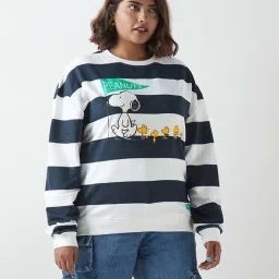 Bewakoof White Graphic Relaxed Fit Sweatshirt image 2