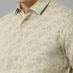 Linen Club Green Regular Fit Printed Linen Shirt image 4