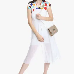 DODO & MOA Bright White Printed A Line Dress image 4