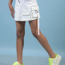 Crimsoune Club Girls White Slim Fit Skirt image 4