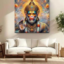 999Store Multicolor Canvas Hanuman Blessing With Divine Aura Painting-picture-46