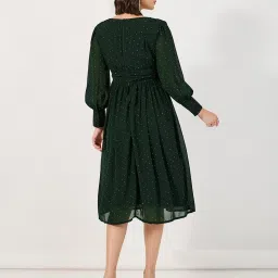 Styli Green Polka Dots A-Line Dress image 2