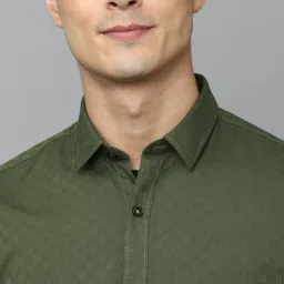Louis Philippe Sport Green Cotton Slim Fit Self Pattern Shirt image 4