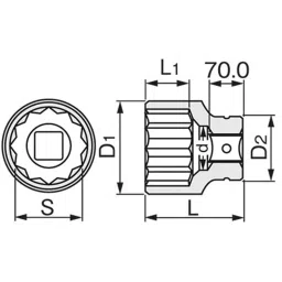 TONE Impact Socket 63.5 mm Drive 75 mm Width Across Flats, 20AD-075 image 2