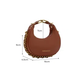 Miraggio Brown Solid Small Handbag image 2