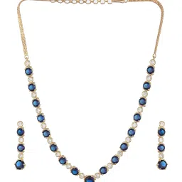 Saraf RS Jewellery Gold Plated Blue Zircon Minimal Jewellery Set image 2