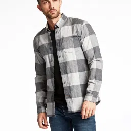 Lindbergh Grey Check Button Down Collar Shirt image 1