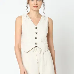 Vero Moda Beige Regular Fit Waistcoat image 2
