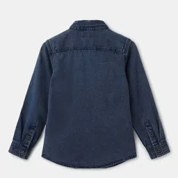 United Colors of Benetton Kids Blue Cotton Regular Fit Full Sleeves Shirt image 2