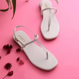 GNIST Women's White Back Strap Sandals image 1