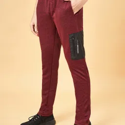 Ajile by Pantaloons Red Melange Slim Fit Colour Block Trackpants image 4