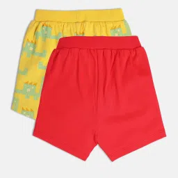 MINIKLUB Kids Red & Yellow Printed Shorts (Pack Of 2) image 2