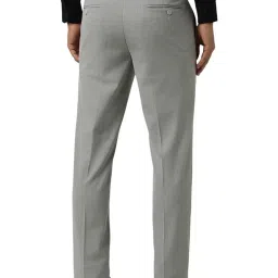 Van Heusen Grey Blended Slim Fit Solid Trousers image 2