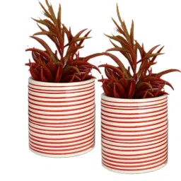 VarEesha Parikrama Red & Off-White Ceramic Planter Pot - Set of 2 image 2