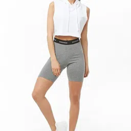 Forever 21 Heather Grey Textured Biker Shorts image 4