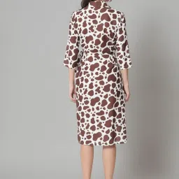 Powersutra Brown Print 3/4th sleeve Wrap Dress image 2