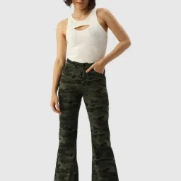 IVOC Olive Cotton Camo Print Regular Fit Mid Rise Jeans image 4