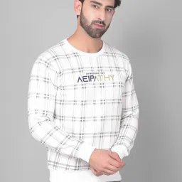 Crimsoune Club Off White Regular Fit Checks Sweatshirt image 4