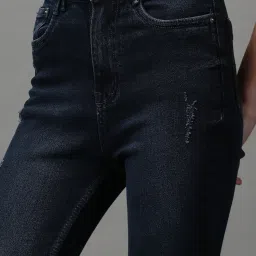 showoffff SHOWOFF Navy Solid Mid Rise Jeans image 5