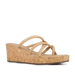 Inc.5 Women's Beige Cross Strap Wedges image 2